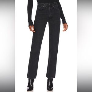 AGOLDE Lana Mid Rise Straight in Conduct (black), size 27